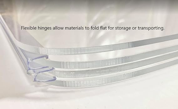 DistinctAndUnique Clear PVC Piano Style Living Hinge for 1/4 (6mm), 24 Inch, 4 Pack No Screw or Glue Clear Plastic Hinges for Plexiglass Panels, Aquarium Lid Hinge, Glass, and Golf Cart Windshields