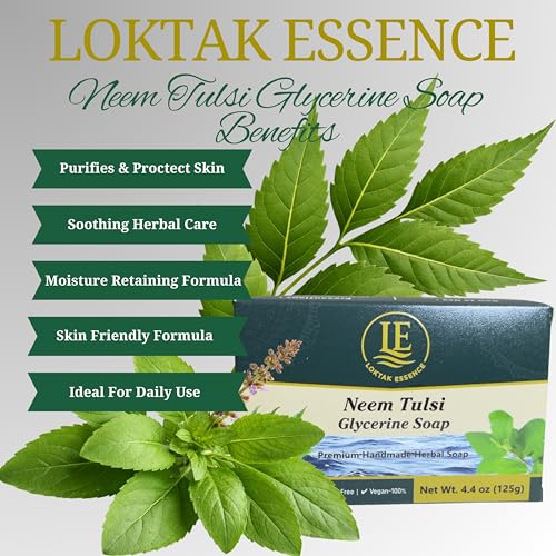 Image of Neem Tulsi Glycerine Soap Bar | Premium Handmade Herbal Soap with Neem, Tulsi, Aloe Vera & Vetiver | Gentle Cleansing for Oily & Dry Skin | 1 x 125g