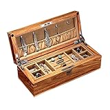 ▲ ARTESANÍA DE PRIMERA CLASE: hecha de madera maciza, forro de terciopelo suave y almohadas extraíbles, la caja de almacenamiento de joyería protege su reloj contra daños y arañazos.