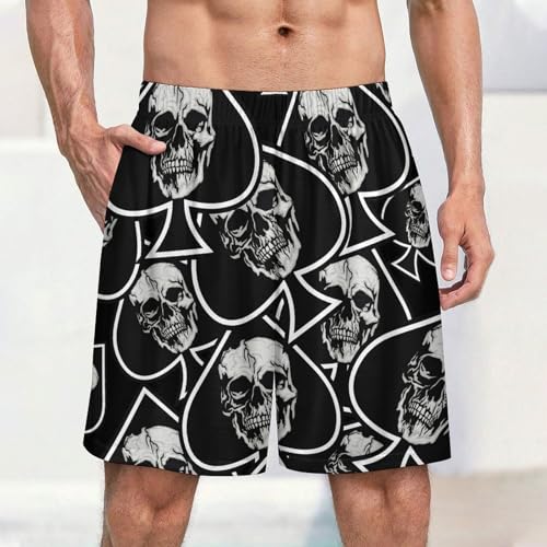 Skull Aces of Spades Men's Satin Pajama Boxer Shorts Silk Feeling Lounge Sleep Underwear2
