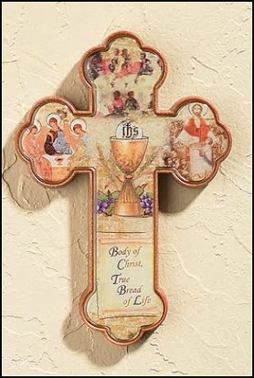 Children's First Holy Communion Body of Christ Cross Traditional Art Christian Sayings Keepsake