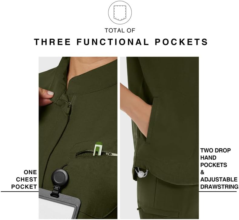 Kitmaz Medical Scrub Tops for Women - Soft Stretch Mandarin Collar Oversized Fit Scrub Shirts with 3 Pockets - Image 4