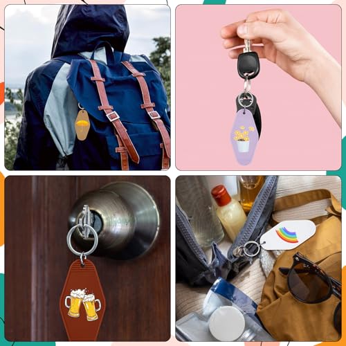 Image of LOTMER 20 /30 /40 /80 PCS Hotel Keychain Blank with Key Rings, 60 Colors Motel Key Chains for DIY Keychains