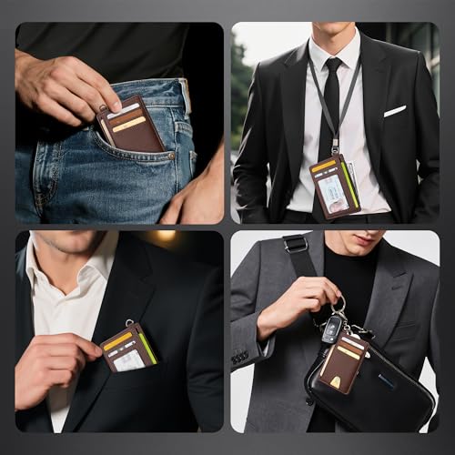 Image of Mayski Slim Wallet, Credit Card Holder for Women, Minimalist Front Pocket RFID Blocking Card Cases, Small Wallet Women Men(Lichee Coffee)