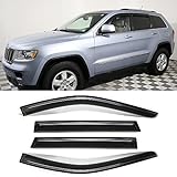 Deebior 94252 Side Window Visor Wind Vent Deflector Rain Guard fit for 2011-2021 Jeep Grand Cherokee,4 pcs Outside Mount Tape-on Shatterproof Dark Smoke Window Shades