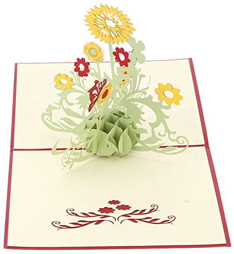 CocoStore 3D Pop Up Greeting Cards Sunflower Birthday Mother Day Thank You Christmas