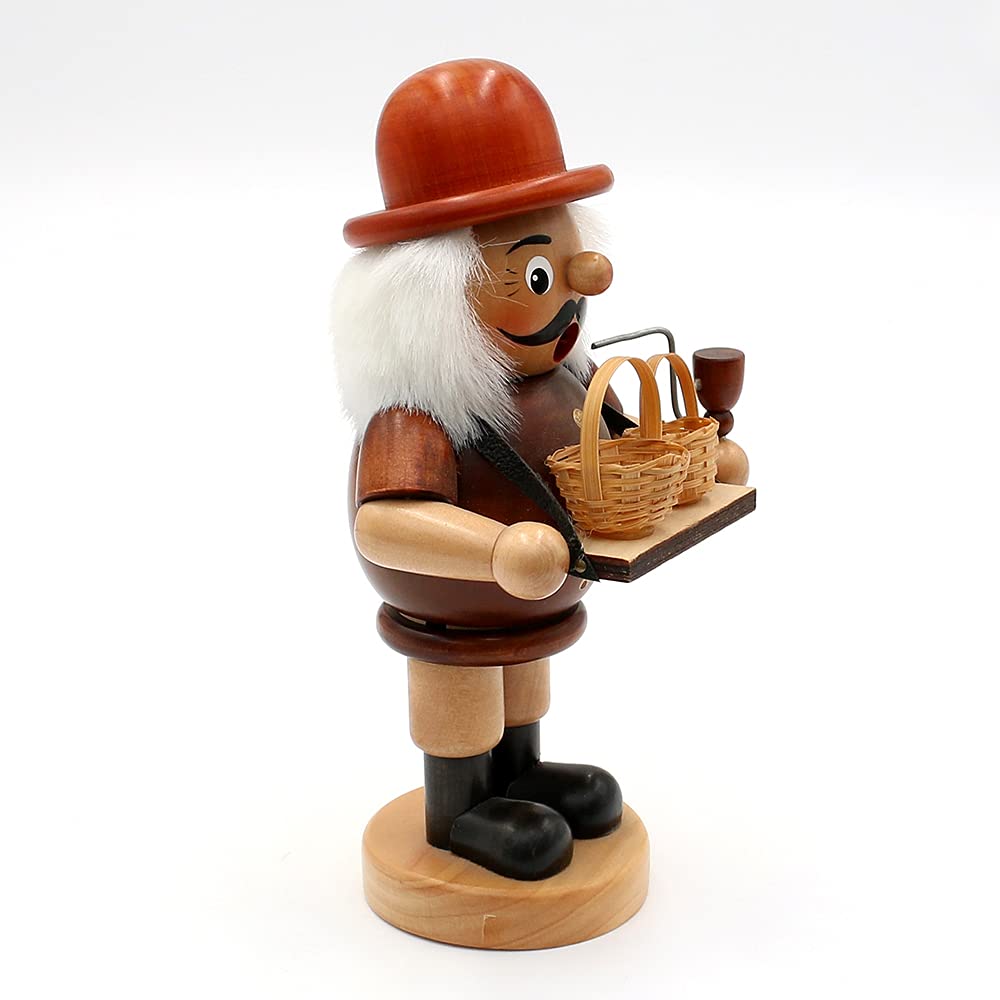 Dekohelden24 Wunderschöner Räuchermann als Korbhändler, ca. 19 cm
