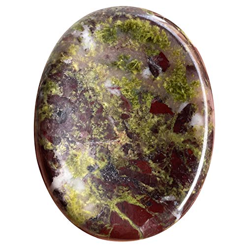 favoramulet Natural Crystal Thumb Worry Stone for Anxiety, Oval Pocket Palm Stone Therapy Geometry Healing Reiki Balancing, Dragon Bloodstone, Colorful Dragon Bloodstone