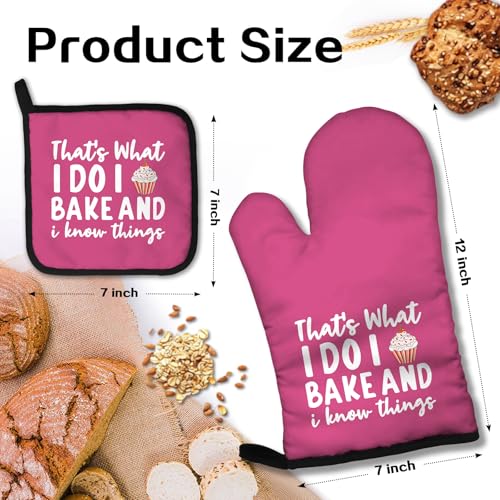 Gants de cuisine roses amusants avec maniques pour gâteaux et four