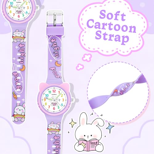 Image of Kids Digital Analog Watches for Girls Boys, 7 Color Lights Waterproof Cute Wristwatches for Kids with Alarm Stopwatch, Great Present for Girls Boys Ages 5-13