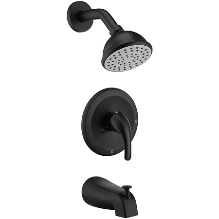 Homelody Matte Black Shower Tub Kit Rough In Valve Include Single Function Tub And Shower Faucet Set With 4 Inch High Pressure Shower Head Shower Combo Amazon Com