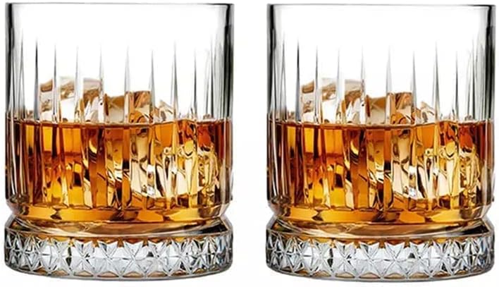 YKXIMS European Crystal Whiskey Glasses Set of 2 pcs- 355 ml Bar Glass for Drinking Bourbon, Whisky, Scotch, Cocktails, Cognac- Old Fashioned Cocktail Tumblers Pack of 2