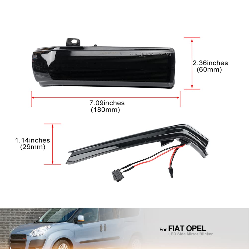 Frecce laterale Furgone indicatore di direzione dello specchio indicatore luminoso compatibile con Fiat Doblo II Op.el Vauxhall Combo D Van Retrovisore lampeggiatore OEM # 71765449 71765377