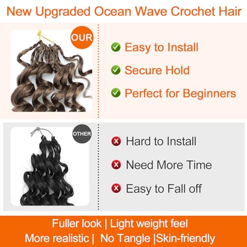 Curly Crochet Hair 8 Packs Boho Ocean Wave Crochet Hair 10Inch 33/27 — view 6