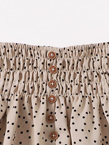 Image of Toddler Little Girl Sleeveless Sling Top Ruffle Trim Polka Dot Skirt 2Pcs Summer Outfits Set 1-2T, Khaki
