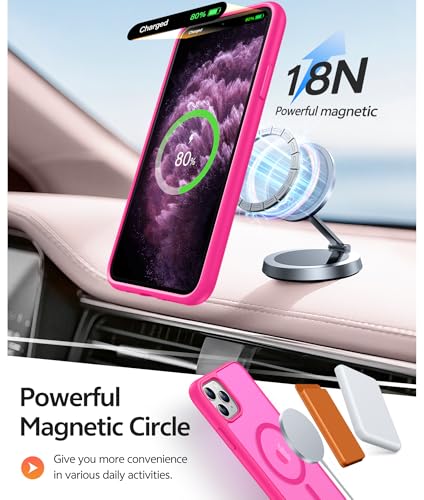 Image of FNTCASE for iPhone 11 Pro Case: [Compatible with Magsafe] Translucent Matte Magnetic Phone Cover - Military Grade Drop Protection Shockproof Protective for iPhone 11Pro 2019 Cases - Hot Pink
