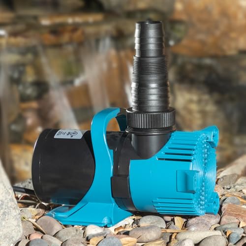 Image of Alpine Corporation 5600 GPH Vortex Submersible Water Pump 20 Ft Cord for Ponds, Fountains and Water Circulations, Quiet Operation Vertical /Horizontal, 22.5 Ft Lift 324 Watts, Black /Teal