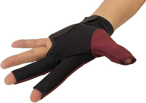 Miniatura 5 de Guante de palo de piscina con 3 dedos de corte Champion Cut 2019, depredador de mano izquierda (azul, vino, negro) (vino y negro, grande)