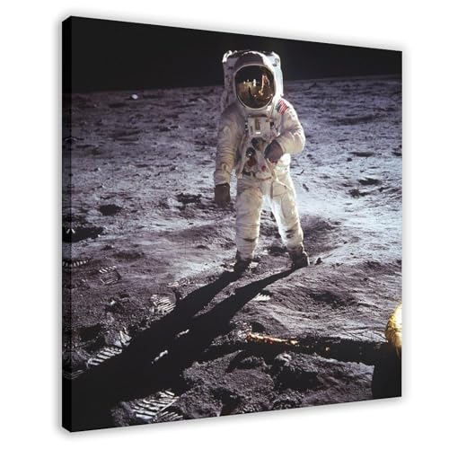 Impression sur toile Buzz Aldrin lune cadre haut de gamme 61 cm