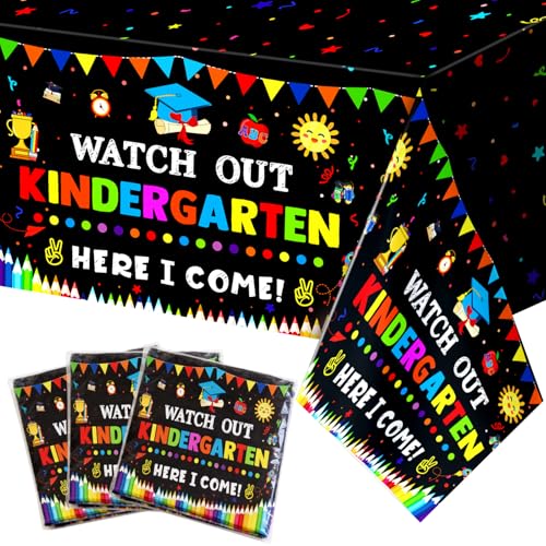 ANTING 3 Pack Preschool Graduate Tablecloths,Watch Out Kindergarten Here I Come,Class of 2026 PRE-K Graduate Table Cloths Party Ceremony Decorations Supplies,54 x 108(Preschool)