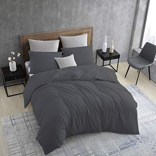 Bhoomi Impex 100% Cotton Duvet Cover Only, 1 Piece Premium Duvet Cover- 400 TC Egyption Cotton Duvet Cover Only (King,Dark Grey Solid)