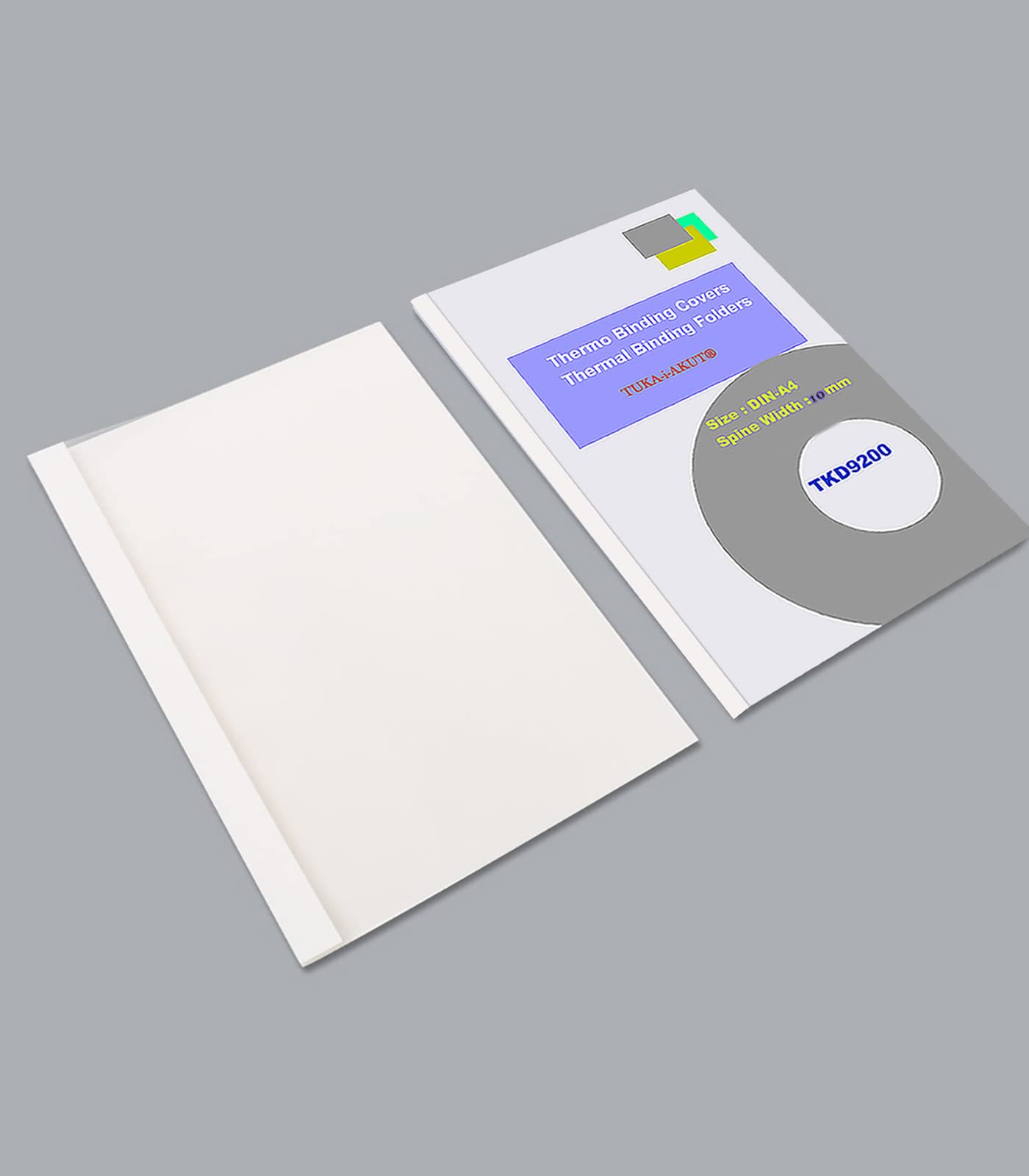 TUKA-i-AKUT 20x 10mm Copertine per Rilegatura Termica, A4 Cartelline Termiche, Larghezza Dorso 10 mm - Capacità 90 Fogli, Fronte trasparente, 20 pz, Bianco Colore, TKD9200-A4-white-20x