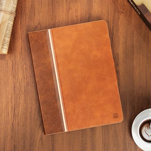 Image of KingBlanc Case for iPad Pro 11-inch (M5 2025 /M4 2024) with Pencil Holder, Vintage Notebook-Style Vegan Leather Cover, Multi-Angle Stand for Viewing & Typing, Magnetic Closure, Auto Sleep /Wake, Brown