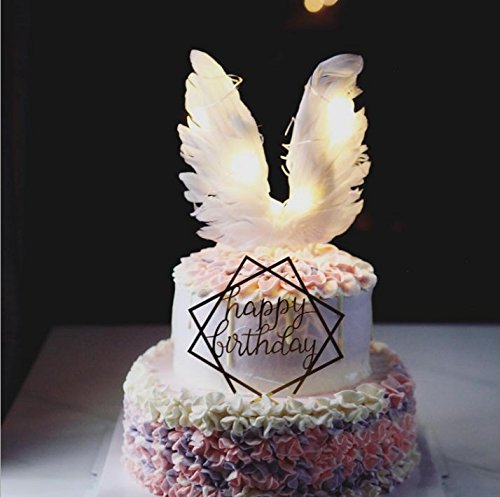 Sinrier Angel Wing Cake Topper Decoration With Led Light For Anniversary, Birthday Party & Wedding #TOP3