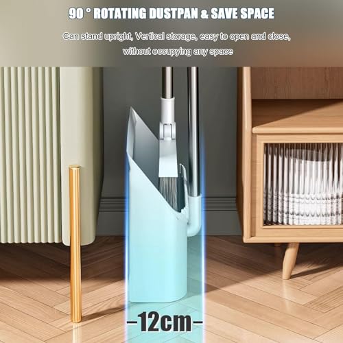 Upgrade Stand-Up-Besen- und Kehrschaufel-Set | um 180 Grad Drehbarer Besen | Selbstreinigend mit Kehrschaufelzähnen | Ideal für Den Heimgebrauch von Hunden, Katzen und Haustieren, Weiß – Bild 4