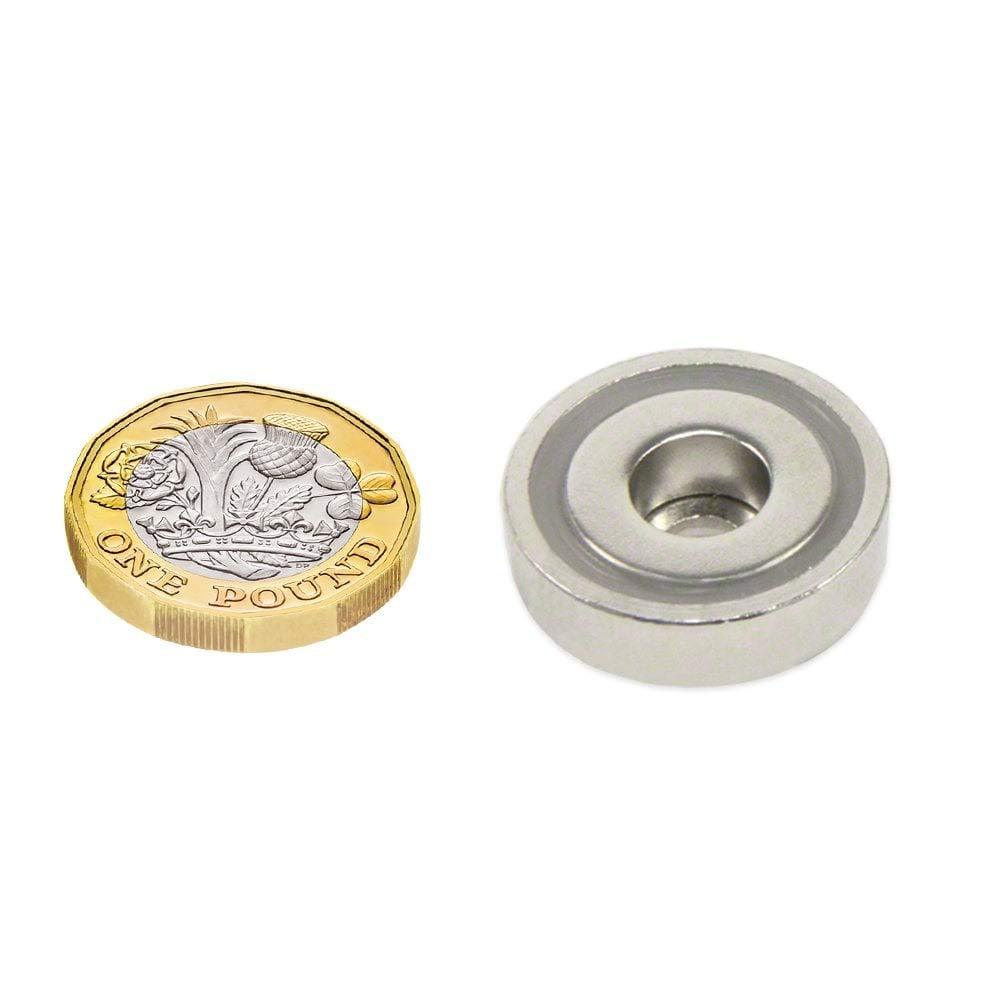 N42 Aimant N42 Néodymium Pot - 25mm de diamètre x 8mm D'Épaisseur x 5,5mm C/Alésage - Put 20kg - Pack de 40