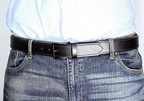 Desantis 1 1/2” Everyday Carry Belt (Edc), Powder Coated Buckle Closure, Premium Leather Belt For Men, Mix Of Bonded Leather And Other Synthetic Materials, 3.5Mm Thick, Black, 38” #TOP1