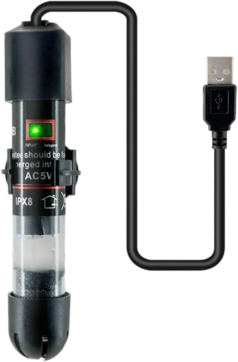 Fish Tank Heater - Precision Temperature Control Waterproof,USB Aquarium Water,for Koi Turtle Hermit Crab Living Room Bedroom Study Apartment Dorm