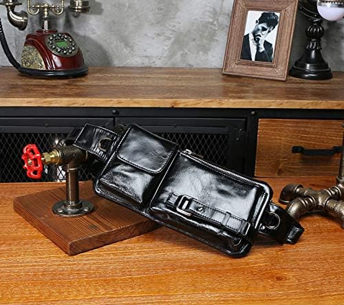 Waist Pack Fashion Genuine Leather Waist Bag for Men Fanny Pack Leather Belt Bag Waist Pack Bum Bag Money Belt Waist Pouch