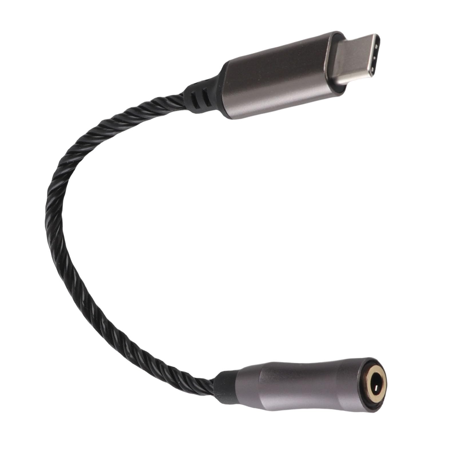 Adaptador Amplificador de Auriculares Tipo C a 3,5 Mm Alto Rendimiento para y PC Cable de Cobre Plateado de 15 Cm (Black)