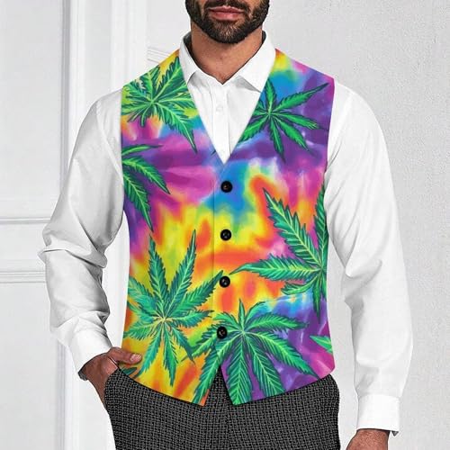 Tie-dye Weed Men's Formal Suit Vest for Business Formal Or Casual Dress Waistcoat Wedding2