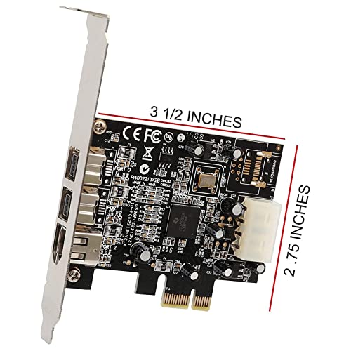 Srutueo -PEX30016 3 Port IEEE 1394 Firewire 1394B & 1394A PCIe 1.1 X1 Card TI XIO2213B Chipset Requires Legacy Driver, Black, 500229869