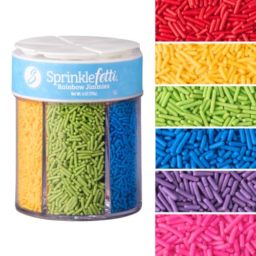 Sweets Indeed Rainbow Sprinkles 6 Cell Edible Sprinkle Mix Jimmies Perfect for Cake Decorations Baking Ice Cream Cookies Cupcake Topper