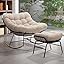 Beige Cushion - Wood Texture Rocker Ottoman