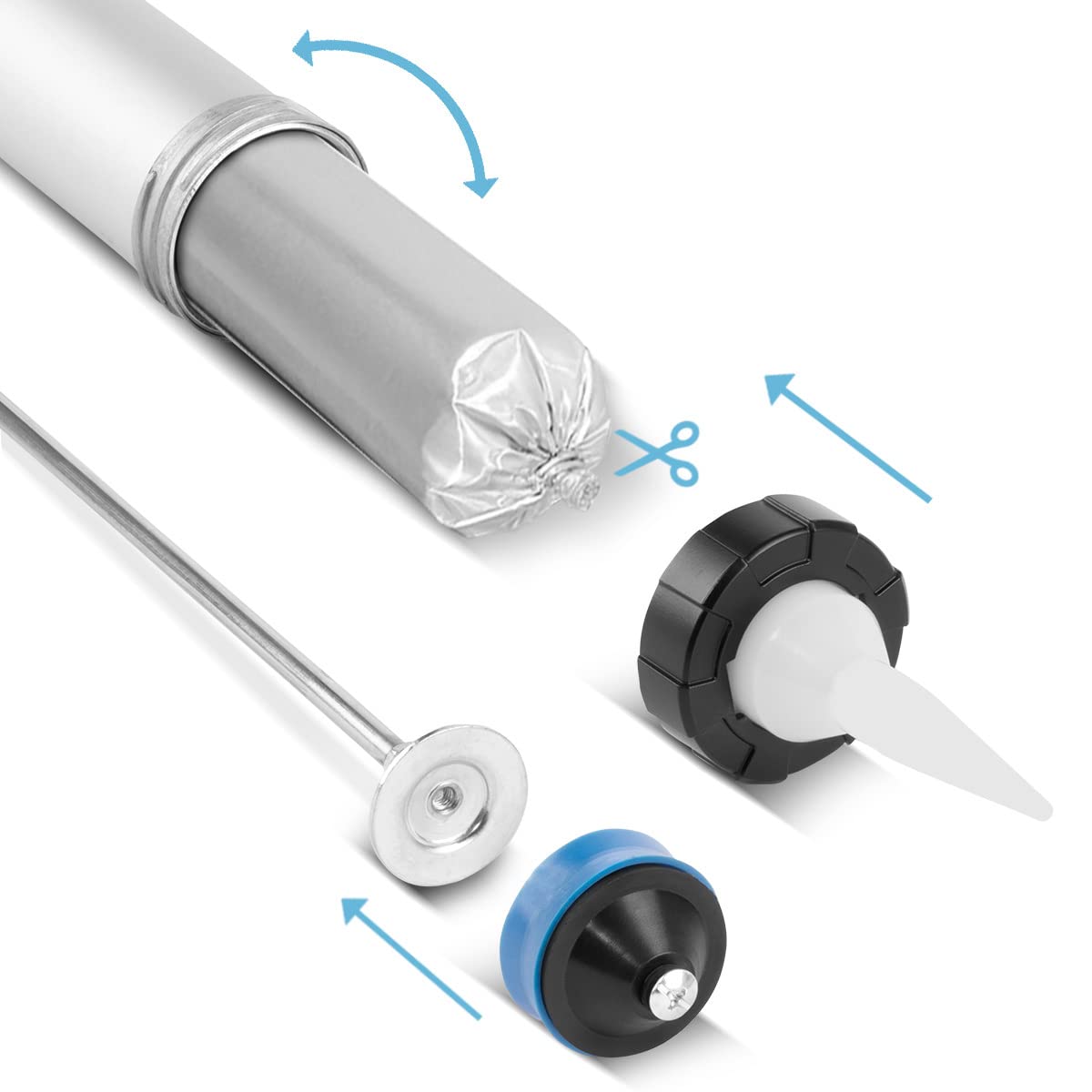 STAHLWERK Pistola per silicone SP-600 ST Pistola a cartuccia da 600 ml in robusto alluminio per siliconare e applicare adesivi e sigillanti