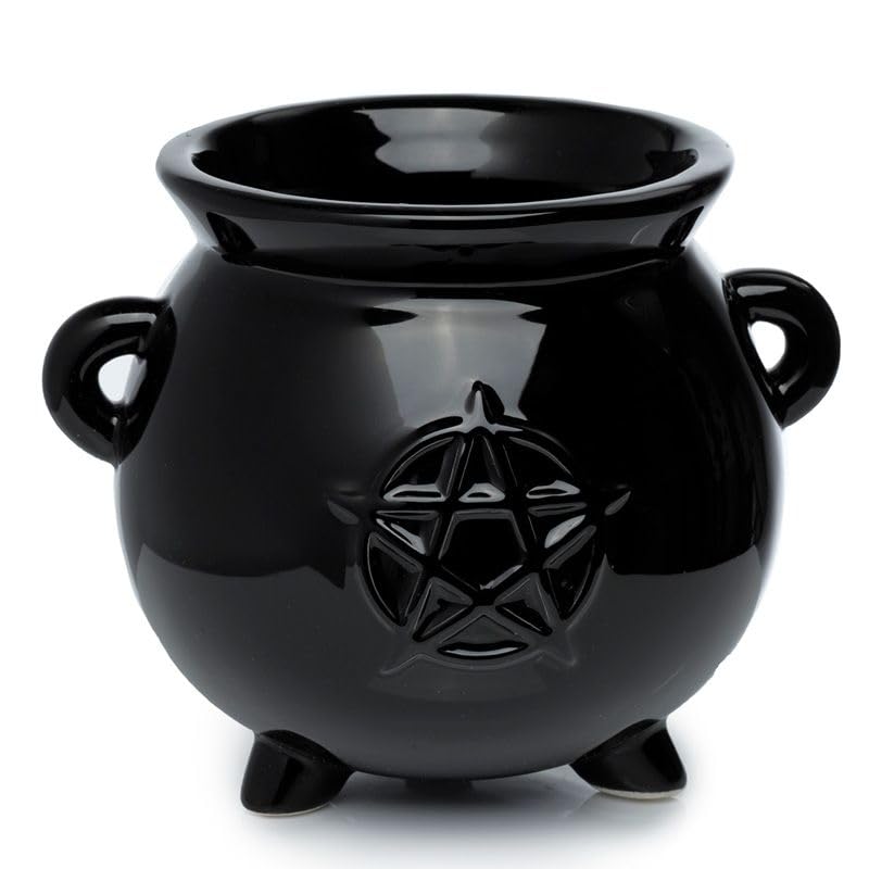 Enchanting Black Terracotta Pentagram Cauldron Plant Pot - | WhichOne