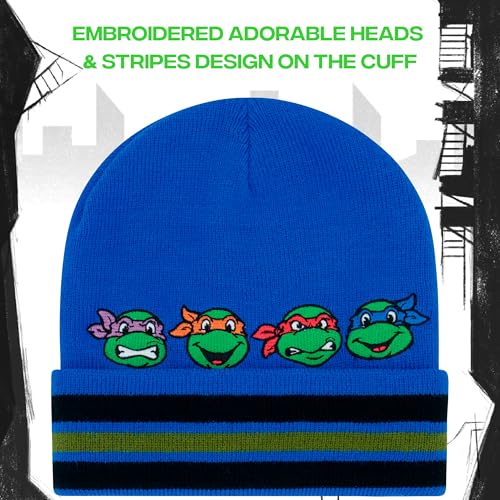 Concept One boys Teenage Mutant Ninja Turtles Beanie Hat and Gloves Set, Tmnt Kids Cuff Winter Knit Cap and Mittens3