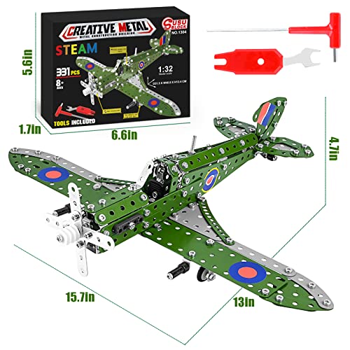 Stem Building Toys Model Airplane Kits For Boys 8-12,Airplane Model Scale 1:32 Metal Building Kit,Erector Set Model Planes For Kids 8-12,Best Airplane Gifts For Hurricane Fighter Fans #TOP5