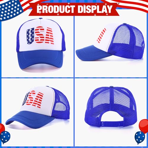 Image of Hercicy 10 Pcs 4th of July Hats American Flag Hat Patriotic Hat Bulk 250th Anniversary USA Mesh Trucker Caps for Men Women