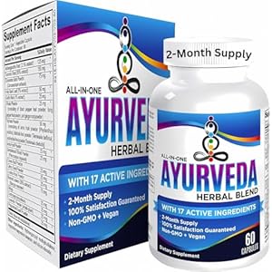 AYURVEDA 2-Month Herbal Blend (17-in-1) Supplement Complex | Natural Ayurvedic Herbs | Strong Mind, Body, & Spirit Supplements | Pills | Ayurveda Products | Bulk Savings 60-Day Supply | 60 Capsules