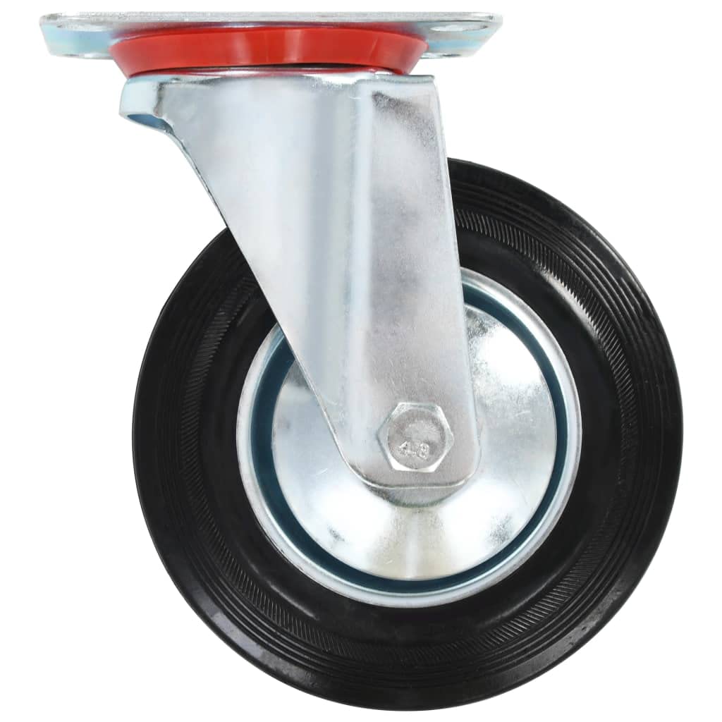Ruote girevoli 4 pz 160 mm in gomma e ferro con rivestimento in zinco, 150 kg per ruota, con doppi freni per banco da lavoro, carrello, carrello di trasporto, officina e magazzino