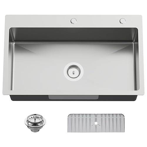 30x18 In Drop Inch Kitchen Sink-Stainless Steel Topmount Modern Single
