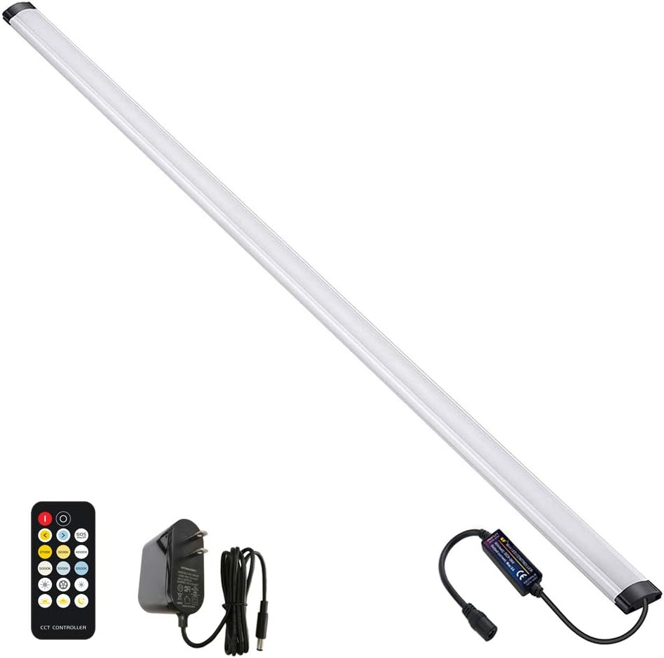 Dimmable Under Cabinet Lighting, Color Temperature Changing LED Light Bar, Daylight to Warm White Lights, Remote Control Lamp for Desk, Counter, Closet, Room, Shelf (36 Inch)