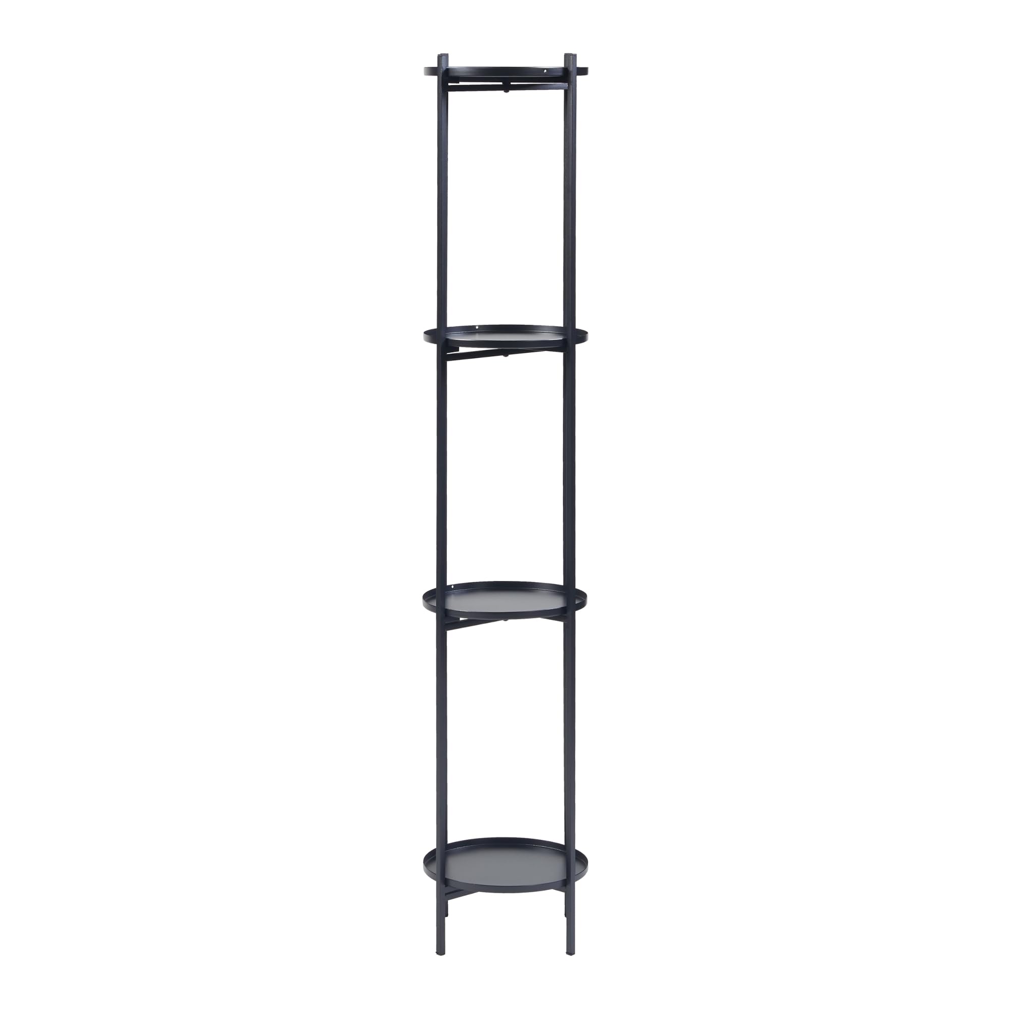 [en.casa] Portavasi Piedistallo per Piante Scaffale Portafiori a 4 Livelli Supporto Piante con Sottovasi Rotondi Portapiante in Metallo 134 x 25 cm Nero