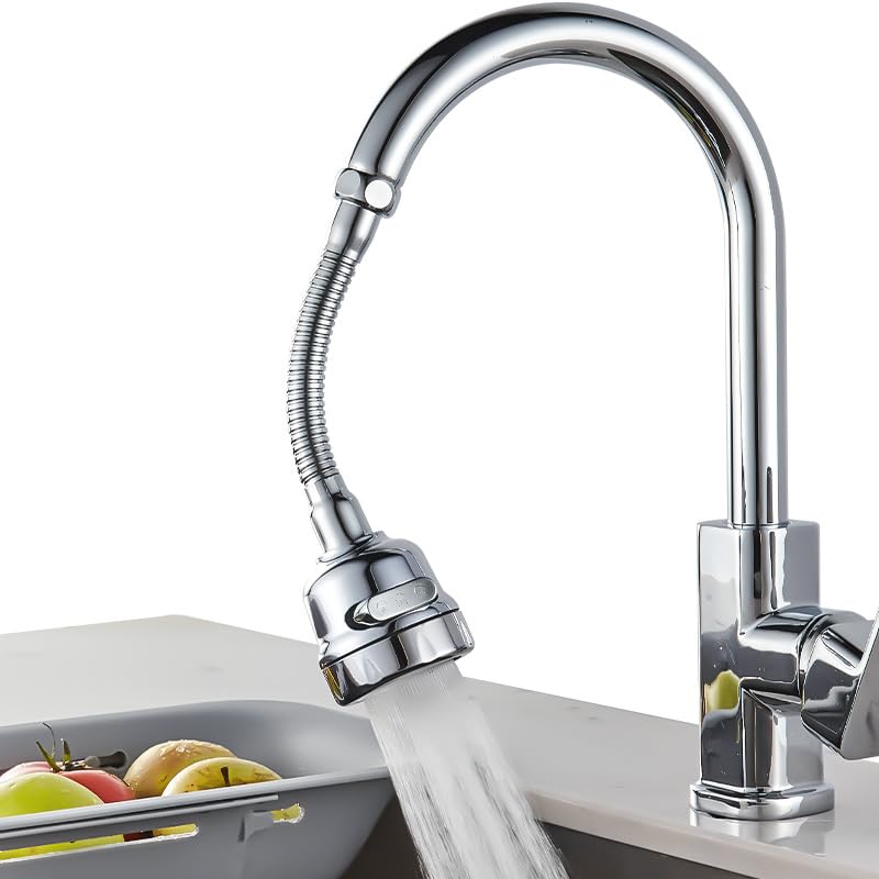 Kitchen Faucet Sprayer Attachment Movable Faucet Extender with 4 Spray Modes 360 Rotatable Sink Faucet Head Anti-Splash Tap Booster Shower and Water Saving Faucet for Kitchen-Long