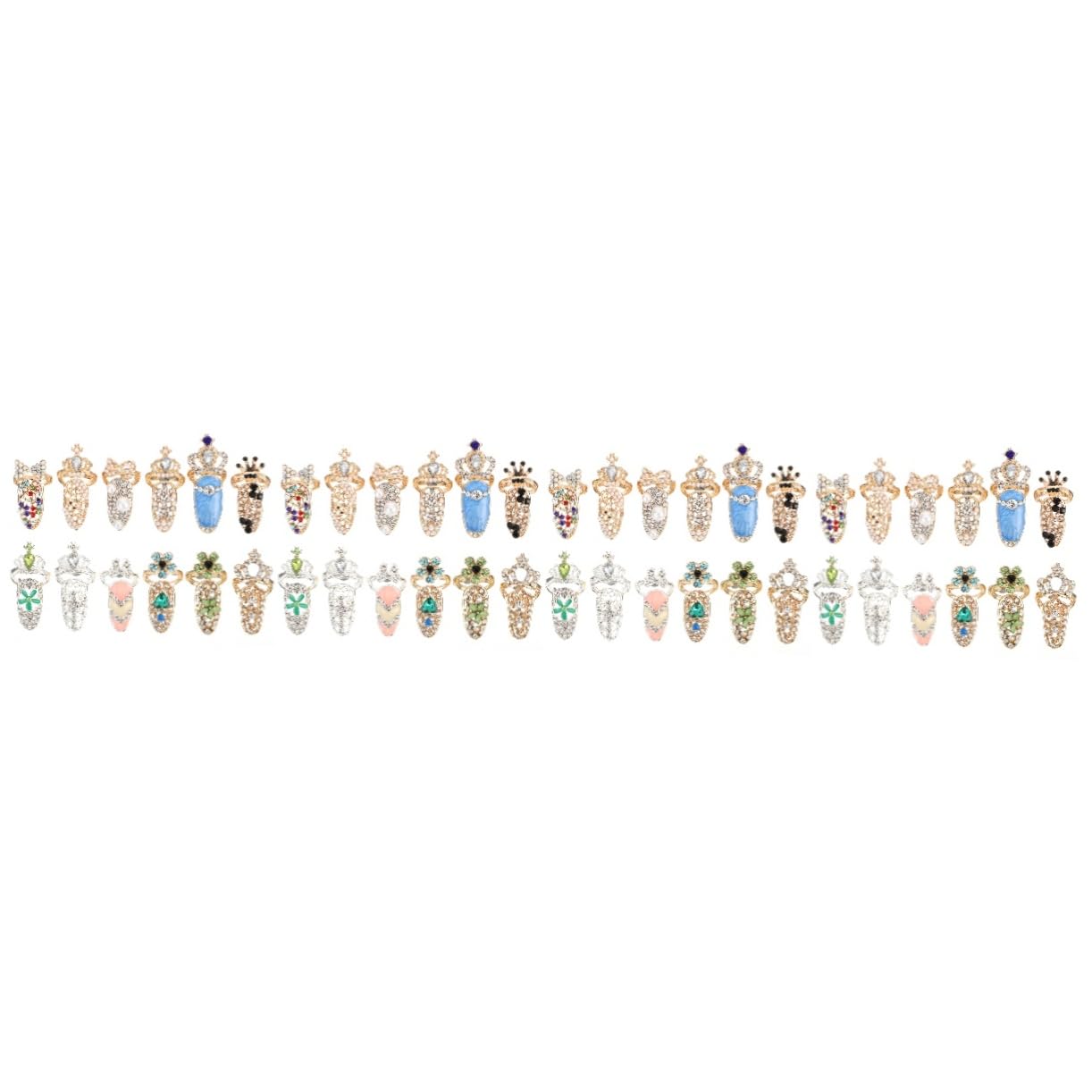 minkissy 48pièces Charms Nail Art Décorations Manucure Avec Anneaux De Doigts Cristal Pour Ongles Accessoires Éblouissants Pour Style Unique